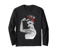 GirlPower Pinup Retro Moderno Rosie la Rivettatrice Icona Femminista Maglia a Manica