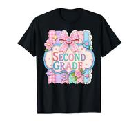 Girls 2nd Grade Back To School Big Bow Flowers Second Grade Maglietta