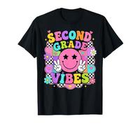 Girls 2nd Grade Vibes Smile Face Back to School Second Grade Maglietta