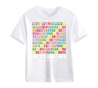 Girls and Boys Casual Short Sleeved T Shirt 100 Days of School Opening 100 Days Anniversary Personality Loose Short Sleeved Girl Pullover, bianco, 8-9 Jahre