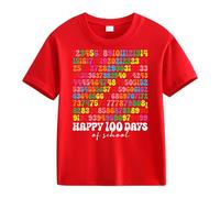 Girls and Boys Casual Short Sleeved T Shirt 100 Days of School Opening 100 Days Anniversary Personality Loose Short Sleeved Girl Pullover, Colore: rosso, 3-4 Jahre
