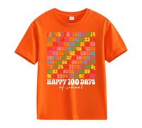 Girls and Boys Casual Short Sleeved T Shirt 100 Days of School Opening 100 Days Anniversary Personality Loose Short Sleeved Girl Pullover, Colore: arancione., 6-7 Jahre