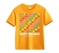 Girls and Boys Casual Short Sleeved T Shirt 100 Days of School Opening 100 Days Anniversary Personality Loose Short Sleeved Girl Pullover, giallo., 3-4 Jahre