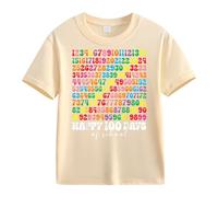 Girls and Boys Casual Short Sleeved T Shirt 100 Days of School Opening 100 Days Anniversary Personality Loose Short Sleeved Girl Pullover, beige., 12-13 Jahre
