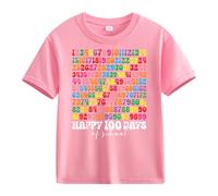 Girls and Boys Casual Short Sleeved T Shirt 100 Days of School Opening 100 Days Anniversary Personality Loose Short Sleeved Girl Pullover, Colore: rosa., 10-11Years