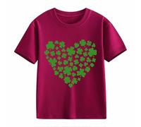 Girls and Boys Casual Short Sleeved T Shirt St Day Middle and Large Children's Retro Personality 2D Printing Children's Loose Short Sleeved 2 in 1 Camicetta da donna, Vino, 12-13 Jahre