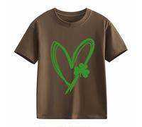 Girls and Boys Casual Short Sleeved T Shirt St Day Middle and Large Children's Retro Personality 2D Printing Children's Loose Short Sleeved Shirt Girls Girls, marrone, 4-5 Jahre