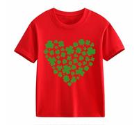 Girls and Boys Casual Short Sleeved T Shirt St Day Middle and Large Children's Retro Personality 2D Printing Children's Loose Short Sleeved 2 in 1 Camicetta da donna, Colore: rosso, 4-5 Jahre