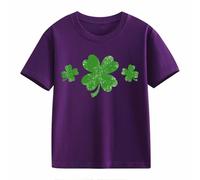 Girls and Boys Casual Short Sleeved T Shirt St Day Middle and Large Children's Retro Personality 2D Printing Children's Loose Short Sleeved Girls Shirts 152, Lilla, 10-11Years