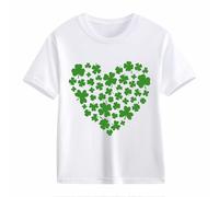 Girls and Boys Casual Short Sleeved T Shirt St Day Middle and Large Children's Retro Personality 2D Printing Children's Loose Short Sleeved 2 in 1 Camicetta da donna, bianco, 4-5 Jahre