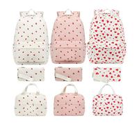 Girls Backpack - 16.93 Inch Corduroy Bookbag Set with Matching Pencil Case and Lunch Box for School, Travel, Sports, and Outdoor Activities, Lightweight Knapsack for Hiking, Camping, Day Trips