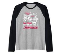 Girl's Best Friend Never Owned A Burmese Cat Funny Kitten Maglia con Maniche Raglan