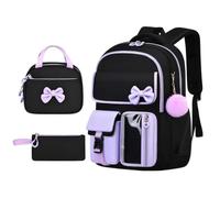 Girls Bookbag | With Lunch Box | 3 Piece Bow With Pencil Case | For School
