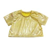 Girls' Carnival Sequined Top - E Shine Performance Top Glitter Sequin Stretch Crop Tee per Danza Ginnastica Costume da Cheerleading Festa (Gold 17-18 Years)