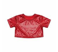 Girls' Carnival Sequined Top - Top Corto A Maniche Corte con Glitter A Griglia per Ragazze per Spettacoli Teatrali E Abbigliamento Casual (Red 15-16 Years)