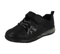 Girls Clarks Spark Glow K Scarpe Casual Trainer Nere in Combi, Hook&Loop