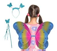 Girls Fairy Wings - Set di abiti a farfalla, accessori per principesse incantate, con e fascia per capelli, ideale per feste, cosplay o travestimenti