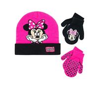 Girls Hat and Glove Set, Minnie Mouse Reversible Hat and 2 Pair Mitten/Glove 2-7