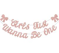 Girls Just Wanna Be One Banner, Happy 1st Birthday Decorazioni Oro Rosa
