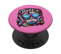 Girls Just Wanna Have Fun Retro anni '80 Music Party Design PopSockets PopGrip Adesivo