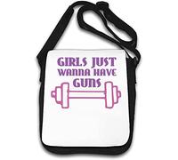Girls Just Wanna Have Guns Dumbell Gym Art Borsa a tracolla bianca