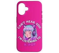 Girls Korean Pop shirt Can't Hear You I'm Listening to Kpop Custodia per iPhone 16