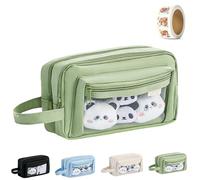 Girls Large Pencil Case Teenage, Big Capacity Pencil Case 3 Compartments, Cute Pencil Cases, Stationery Pouch for Girls (Green 2)