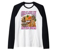Girls Love My Autism Swag Divertente Capybara Meme Bootleg Y2K Maglia con Maniche Raglan