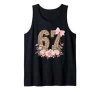 Girls Pink Leopard Print Bow 67 Six Seven Meme Brainrot Canotta