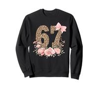 Girls Pink Leopard Print Bow 67 Six Seven Meme Brainrot Felpa
