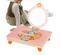 Girls Play Vanity - Set da toeletta in legno, per pettini e specchio | supporto di bellezza premium per bambini, 29,5 x 27 x 23,5 cm, con spazzole, vasi, clip, gioielli, vassoio per lettere
