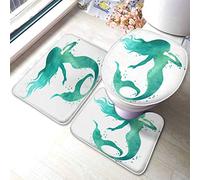 Girls Rule 3 Pezzi Set Tappeto Bagno Moda Scarpe Col Tacco Alto Occhiali a Forma di Cuore Elementi Rossi e Neri Tappetini da Bagno Antiscivolo Tappeto Contorno a Forma di U Tappetino e Copriwater