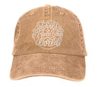 Girls Rule The World Washed Denim Hat Dad Baseball Cap Adjustable Unisex (DVD)