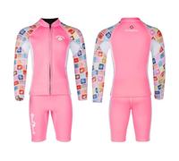 Girls,S,Muta in Neoprene 1,5 mm Due Pezzi per Bambini e Bambine, Set con Giacca con Zip Frontale e Pantaloncini, Costume Termico con Protezione Solare UPF 50+ per Surf, Nuoto, Snorkeling