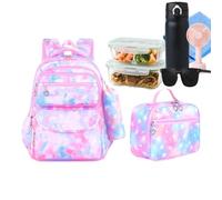 Girls School Backpack - Waterproof Star Bookbag, Lunch Purse Set | Back to School Backpack for Lunch Purse Luggage Tote Elementary Kindergarten