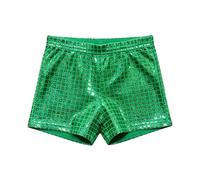 Girls Sequin Shorts for Stage Performance Dance Activewear (A-Green, 3-4 Years)