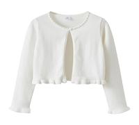 Girls Spring and Fall Round Neck Wooden Ear Edge Pearl Knitted Cardigan Ragazzi Meine und Der ganze anderen Restest, bianco, 7-8 Jahre