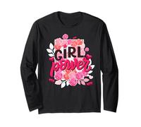 Girls T Shirt, Strong Women's Day March, Floral Girl Power Maglia a Manica