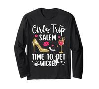 Girls Trip Salem Time to Get Wicked Halloween Group Matching Maglia a Manica