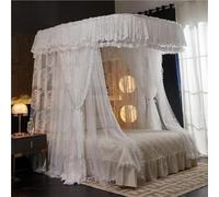 Girls' U-Shaped Lace Bed Canopy Set: Metal Frame,Three-Door Bunk Curtains & Floor-Length Drapes (86.6" Wx78.7L(Packof1))