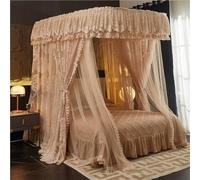 Girls' U-Shaped Lace Bed Canopy Set: Metal Frame,Three-Door Bunk Curtains & Floor-Length Drapes (86.6" Wx78.7L(Packof1))