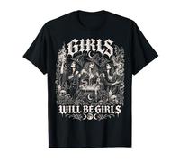 Girls Will Be Girls Gothic Witch Coven Halloween Donna Maglietta