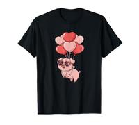 Girls Womens Moms Valentines Day Hearts Show Pig Lover Maglietta