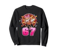 Girls Womens Thanksgiving 67 Six Seven Meme Pink Bow Turkey Felpa