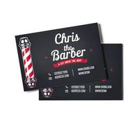 GIRLSIGHT Biglietto da Visita Barber Parrucchiere - Design moderno con palo da Barbiere, perfetto per parrucchieri e saloni di parrucchiere, personalizzabile e professionale, bianco con motivi