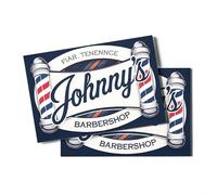GIRLSIGHT Johnny's Barbershop, biglietto da visita - design moderno con palo da barbiere, ideale per barbieri, parrucchieri e parrucchieri indipendenti, Bianco con motivi floreali rosa e viola,