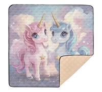 Girly Cute Dreamy Unicorn - Tappetino da gioco per bambini in morbida schiuma, per interni ed esterni, pieghevole, imbottito, per bambini, 127 x 127 cm