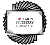 Girly Decals - Decalcomanie estetiche per notebook, in vinile rimovibile con scritta "I Love Lemon Blueberry Cupcakes", 8 x 12 cm