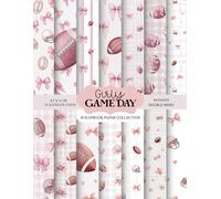 Girly Game Day Scrapbook Paper Collection: 84 Double-Sided Pages · 8.5 x 11 Inch Scrapbook Paper Pad with Pink Footballs, Helmets, Bows, Hearts & Coquette Aesthetic Patterns