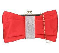 Girly Handbags Pochette da donna in raso a forma di fiocco con, Rosso
